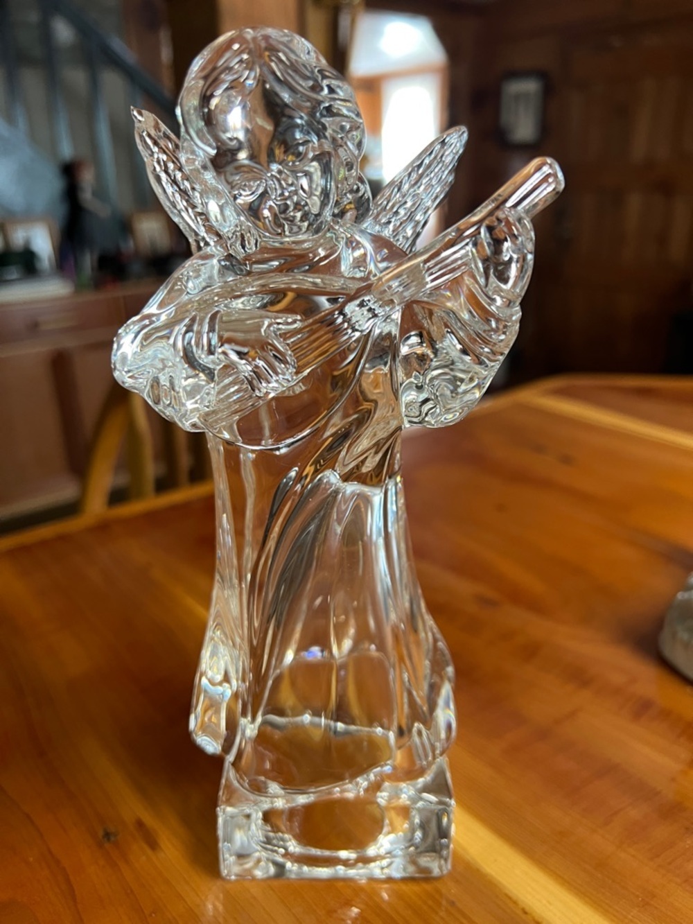 Vtg Mikasa 24% Lead Crystal Angel w/Mandolin Figurine Herald Collection Germany